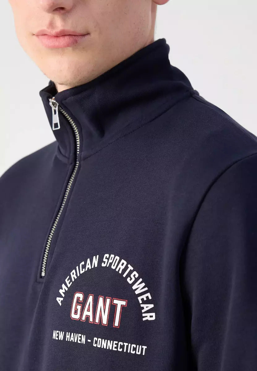 Gant Printed Graphic Half Zip Sweater