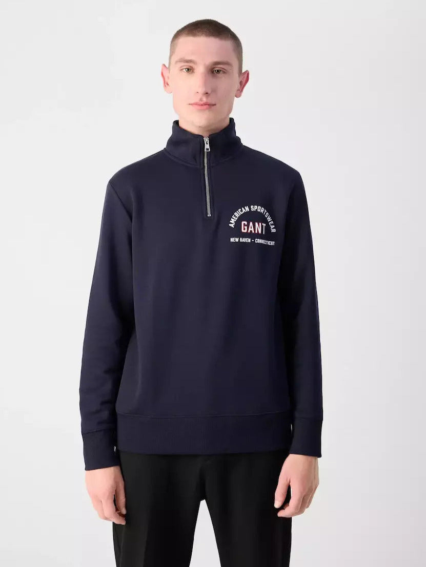 Gant Printed Graphic Half Zip Sweater