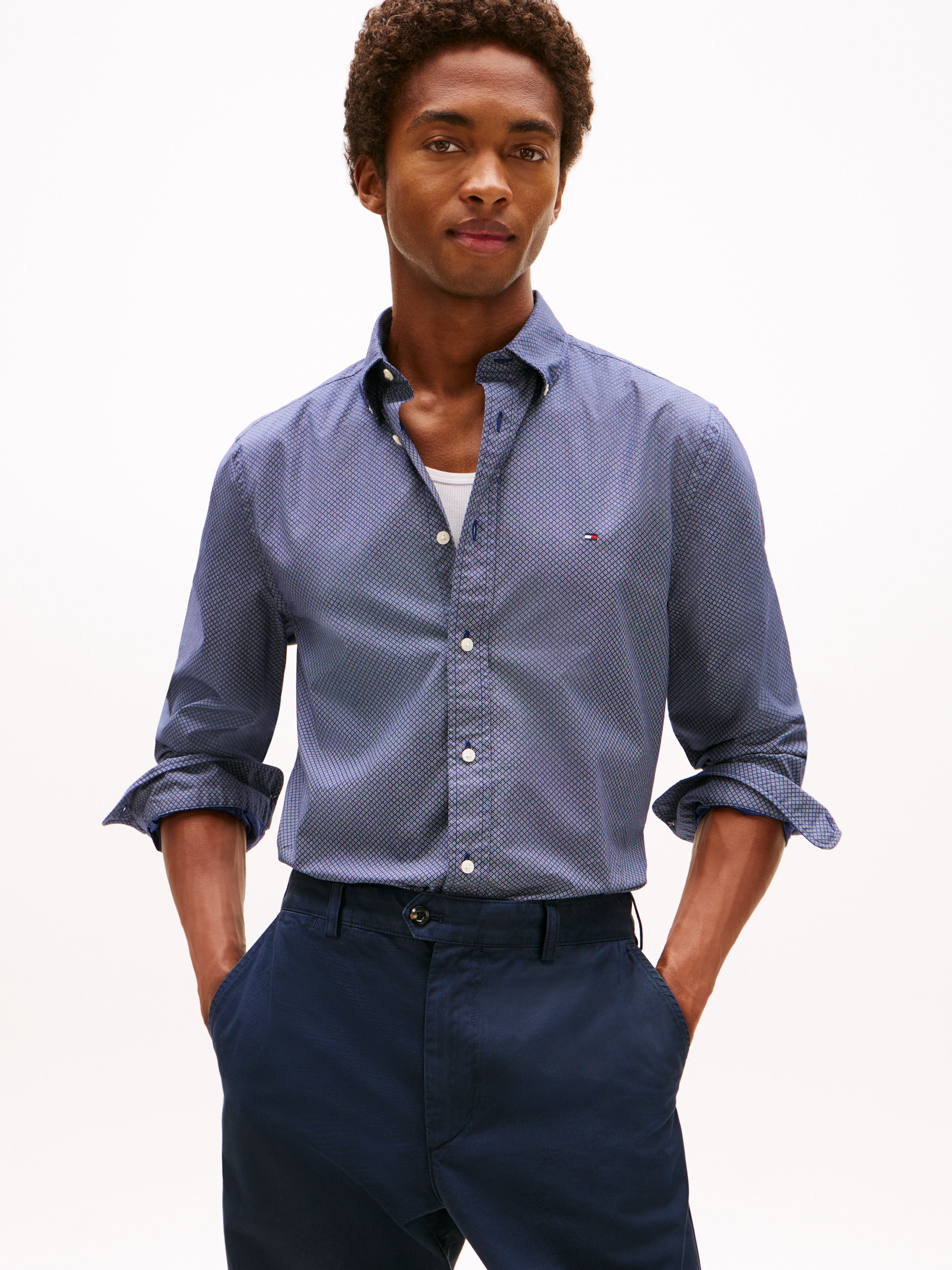 Tommy Hilfiger Flex Poplin Micro RF Print Shirt