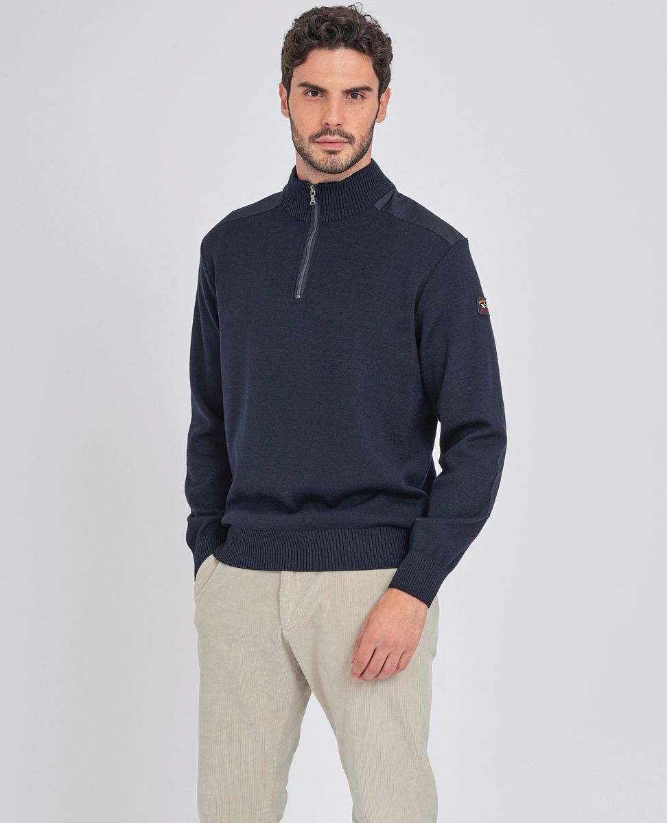 Paul & Shark 1/4 Zip Merino Wool Iconic Badge